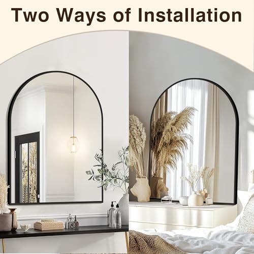 FICTOR 30x40 Inch Arched Bathroom Vanity Mirror for Over Sink - Black, 40L x 30W, Variation of THIS listing