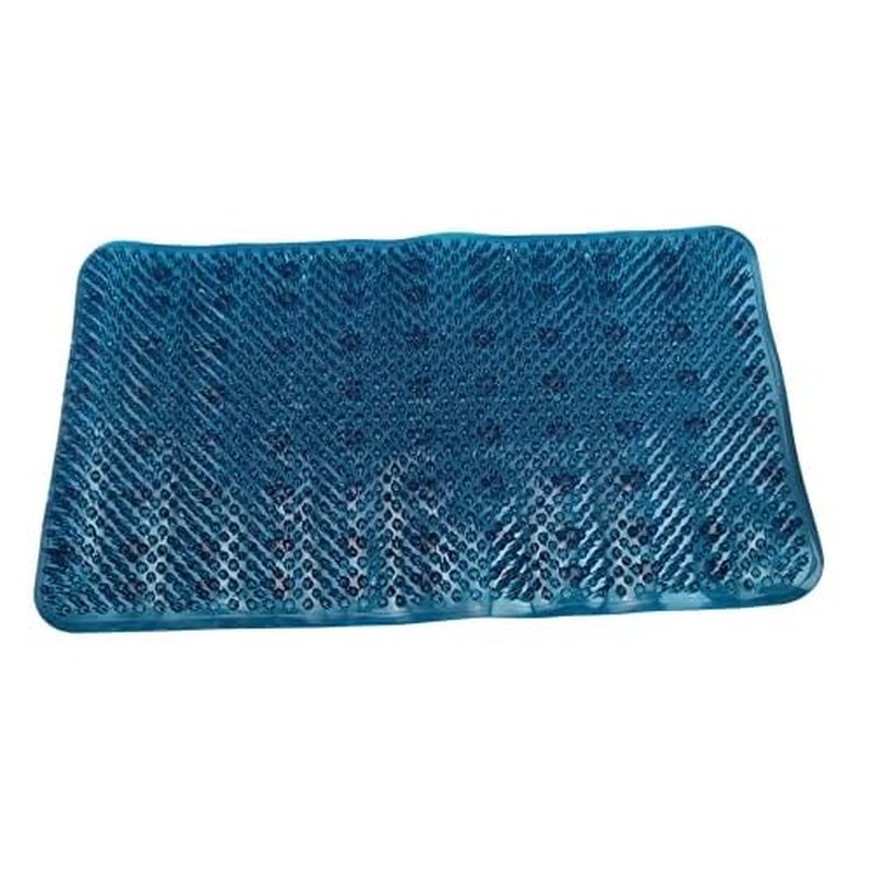 Grass Textured Spa Quality Foot Scrubber Shower Bath Mat Anti-Slip 24.5" x 13.5" Comforts Tired Feet (Blue)