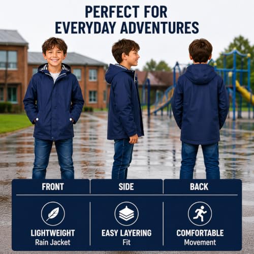 iXtreme Boys Waterproof Hooded Rain Jacket Windbreaker - Navy, Size 4