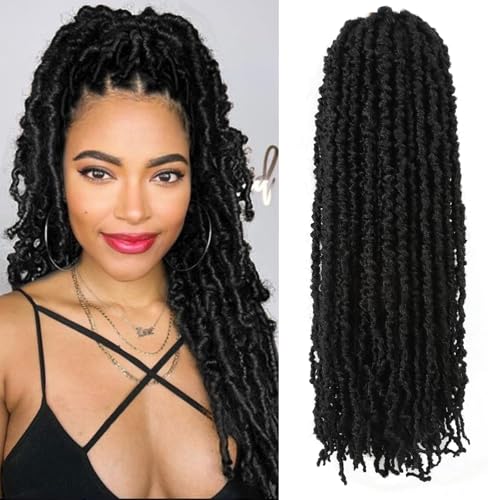 Butterfly Locs Crochet Hair 18 Inch Natural Black 8 Packs Goddess Faux Braids