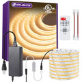 HitLights 16.4ft COB LED Strip Kit 24V Warm White 3000K with Remote