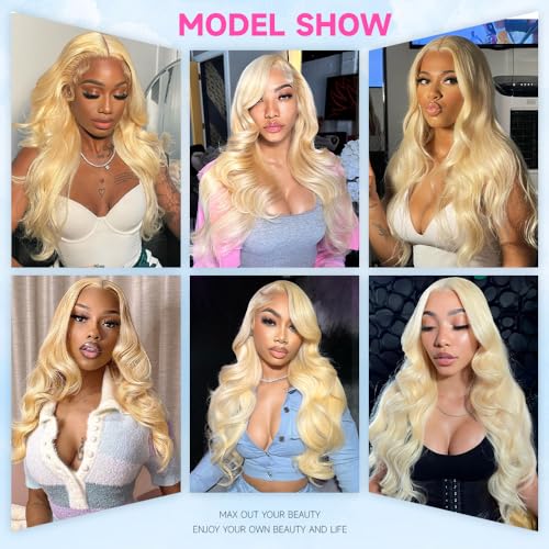 28 Inch Blonde Human Hair Lace Front Wig 13x6 HD Body Wave for Women