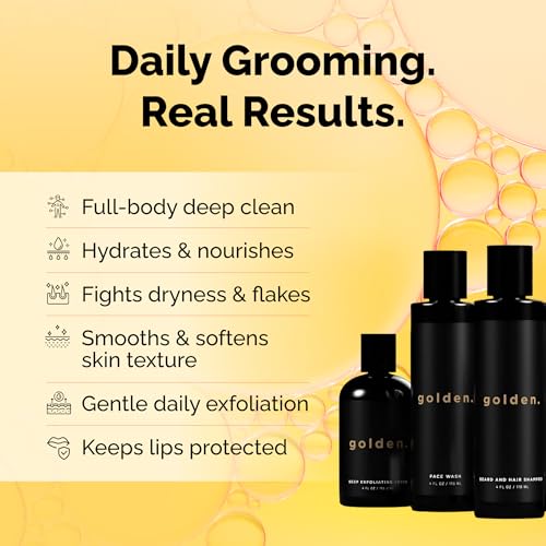 Golden Grooming The Unbearded Bundle ? Clean Face & Fresh Skin Essentials for Black Men | Beard & Hair Shampoo, Body Wash, Balm & More!
