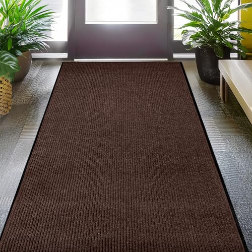 Heavy Duty Entry Floor Mat 4 x 6 Feet Brown Waterproof Indoor Outdoor Commercial