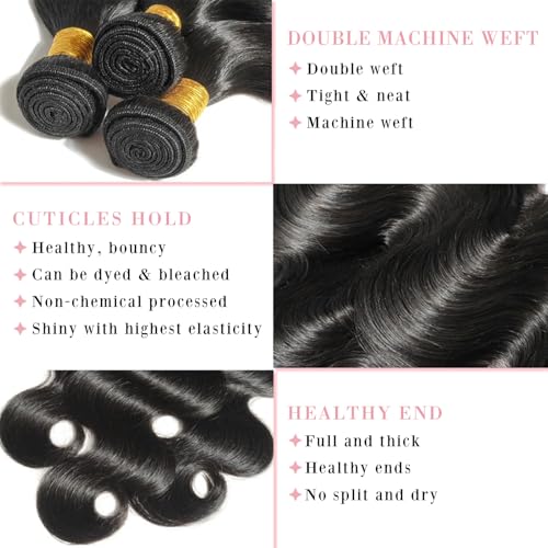 12A Human Hair Weave Bundles - Body Wave Virgin Brazilian Extensions 3 Pack