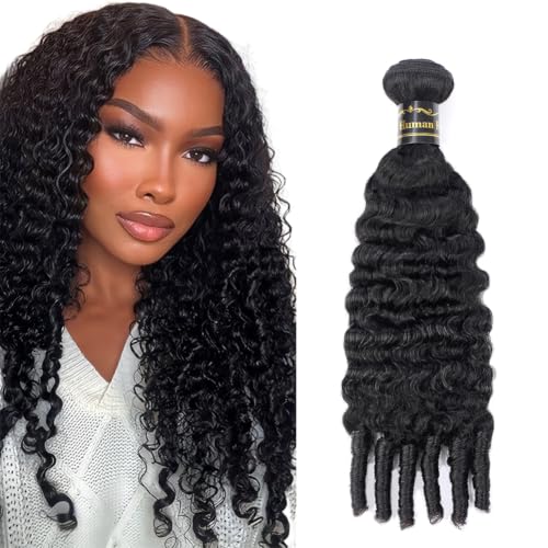 Amella Burmese Curly Human Hair Bundles 20 Inch Natural Black #1B Spiral End, 3C4A, Full Head Voluminous Style