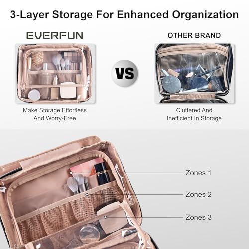 Everfun Hanging Toiletry Bag for Travel, 12x9x4.5 inch Large Capacity Cosmetic Organizer with Leakproof Wet/Dry Compartment, Waterproof Dopp Kit Toiletries Bag for Women Animal lmprint