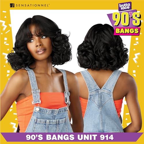 Sensationnel Butta Lace 90s Bangs Wig Unit 914 - Dark Brown, Glueless Synthetic with HD Lace Front