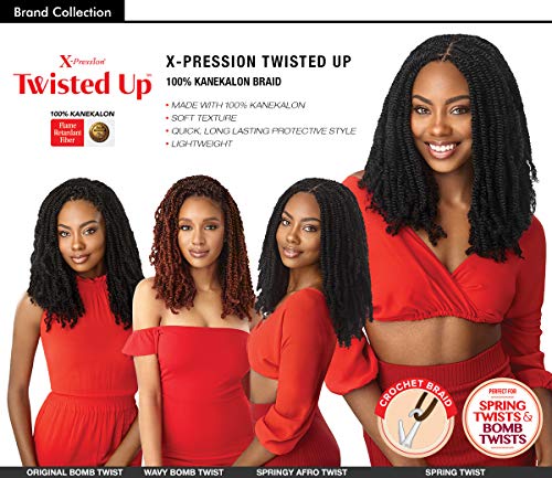 Black Outre Synthetic Braid 16-Inch Afro Twist Hair 3-Pack - Twisted Up Style