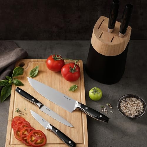 Large 6-Piece Knife Block Set - Black High Carbon Stainless Steel Kitchen Knives