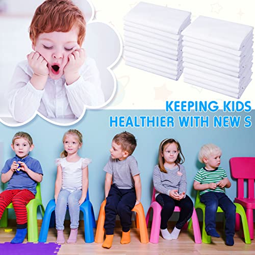 Daycare Cot Sheets - 20 Pack Fitted Cotton Bedding for Toddler Cots - White, Classic Style