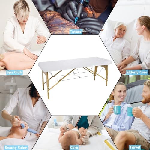 Disposable Fitted Massage Table Sheets 30 Pack - Breathable Non-Woven Covers for Spa & Salon, 35x86 Inches, White
