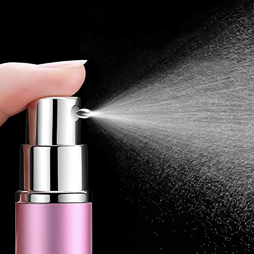 Rocutus 6 Pack Mini Refillable Perfume Atomizer Bottle,Empty Spray Bottle in 5 ml Compatible with 2 Pieces Perfume Dispenser Pump and 2 Funnel Filler for Travel Purse (colorful 2)