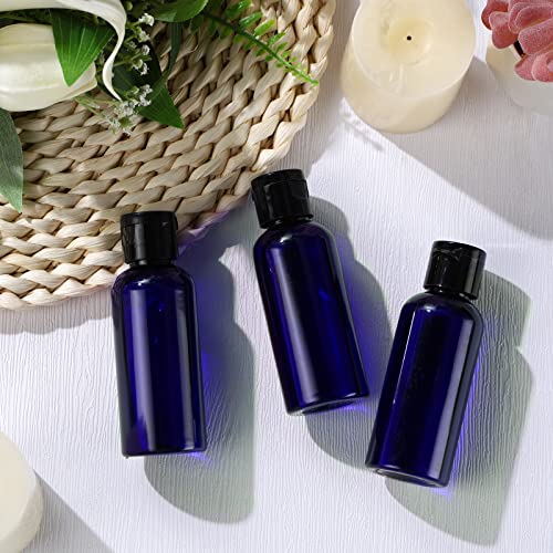 100 Pack 2 oz Travel Plastic Lotion Bottles with Flip Caps - Blue