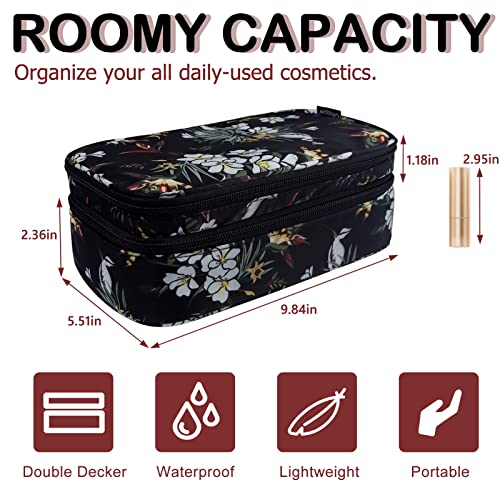 Gloppie Makeup Bag Travel Cosmetic Bag Portable Toiletry Bag Dual Zipper Makeup Case for Women Waterproof Makeup Box Pouch