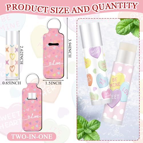 Macaron Color Valentines Lip Balm Keychain - Vivid Lipstick Set & Ribbon Favors, 36 Pcs