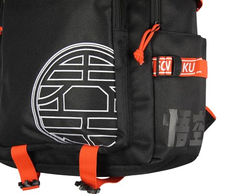 Dragon Ball Z Travel Backpack with Kanji Symbols - Padded Tech Pocket, Durable Polyester