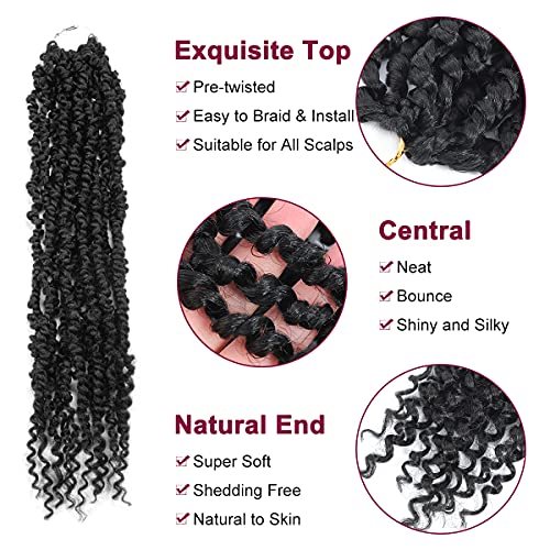 Passion Twist Hair - 8 Packs 24 Inch Crochet Braiding Extensions for Black Women - Pretwisted Curly Synthetic Hair, Variation of THIS listing