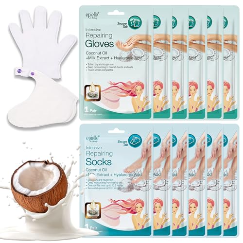 Epielle Hand & Foot Masks Set - Moisturizing Gloves & Socks for Dry Skin, Self-Care Gifts
