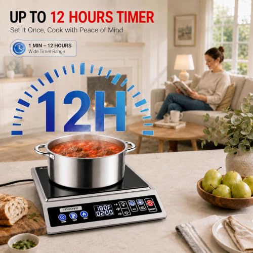 Portable Induction Cooktop - Max Power 1800W, 12-Hour Timer, Regular Variation