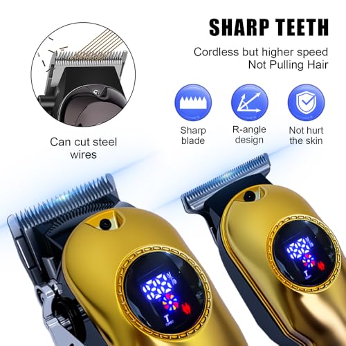 Professional Hair Clippers for Men, Cordless Hair Clippers & Hair Trimmer Set, Barber Clippers for Hair Cutting with LCD Display Clippers for Men Father