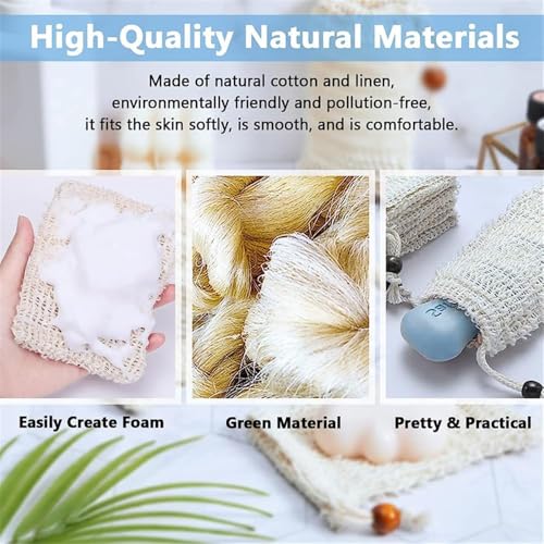 Natural Sisal Soap Saver Bag Pack for Exfoliating and Draining Air-Dry Soap