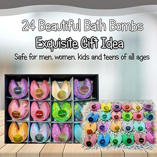 24-Piece Bath Bomb Gift Set with Fortune Messages for Women & Kids
