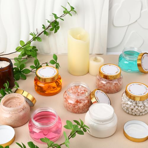 Clear Plastic Sugar Scrub Jars with Gold Lids - 8 oz Pack of 32 - Variation: Clear