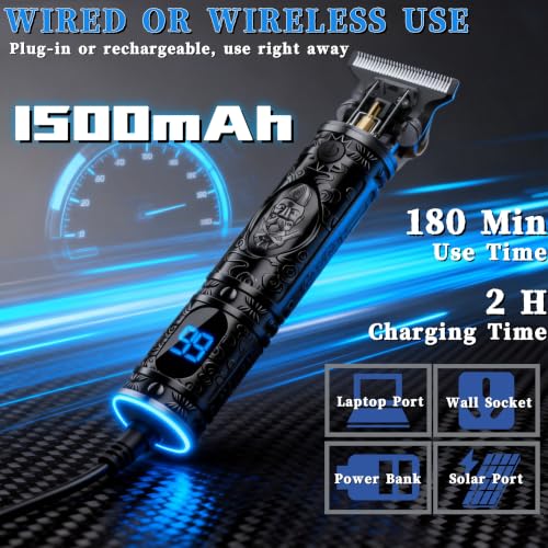 Saoilli 2 Pack Beard Trimmer for Men, Zero Gapped T-Blade Clippers, Cordless