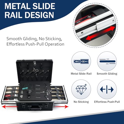 MoyRetty Professional Barber Case with Cap, 16.5" x 12.4" x 7", with Single-Lock System