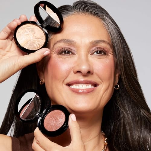 Blush-n-Glow Kit (3 PC): LAURA GELLER NEW YORK Baked Balance-N-Glow Illuminating CC Powder Foundation Light, Retractable Kabuki Brush, Baked Blush-N-Brighten Pink Grapefruit