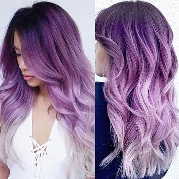 Long Curly Wavy Ombre Purple Wig for Women - Synthetic Cosplay & Party Hair - Variation Purple