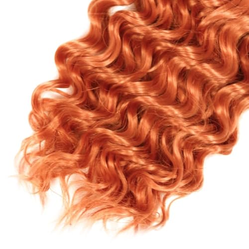 Cklikeb #350 Orange Deep Wave Human Hair Bundles 12 14 16 Inch – 3 Pack, 300g