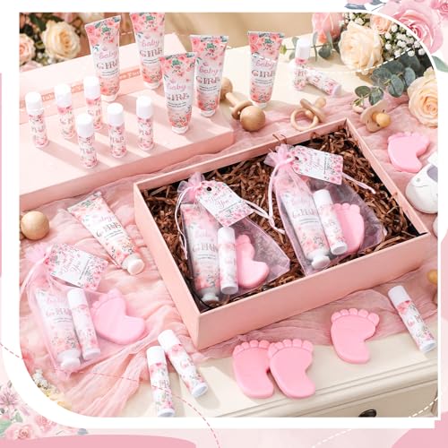 Pink Flowers Baby Shower Favors Gift Set for Guests - 30 Items