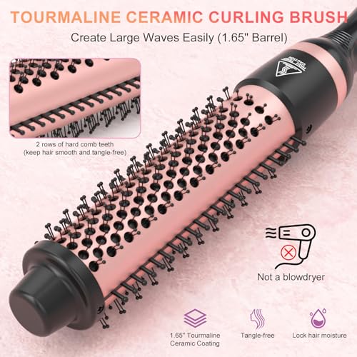Rose Gold 5-in-1 Curling Wand Set with Ceramic & Thermal Brush - Hair Styling Tool