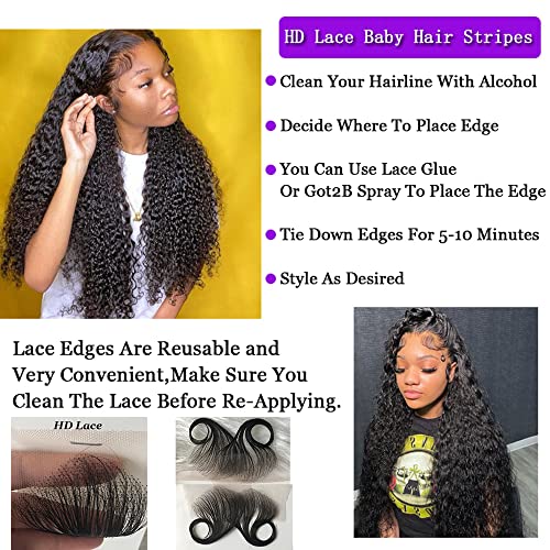 HD Swiss Lace Baby Hair Edge Stripes 4 Pieces - Human Virgin Hair for Natural Hairline