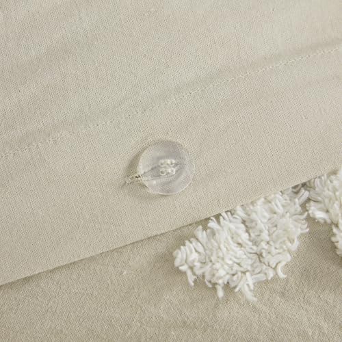 Madison Park Viola King Duvet Cover Set in Taupe - Tufted Cotton Damask Bedding