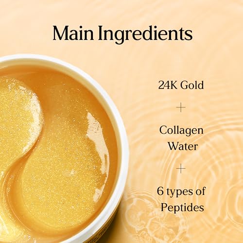 Gold Eye Patches for Dark Circles & Puffiness - 60 Pairs, Hydrating & Anti-Aging