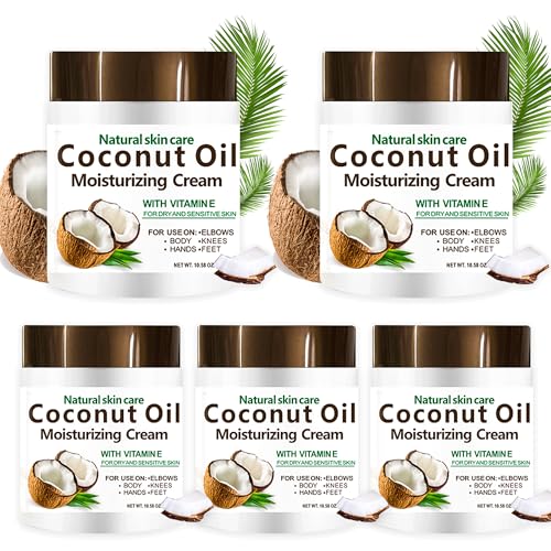 DR MEINAIER Coconut Oil Body & Face Moisturizer 5 Pack - Hydrating Lightweight Skin Cream