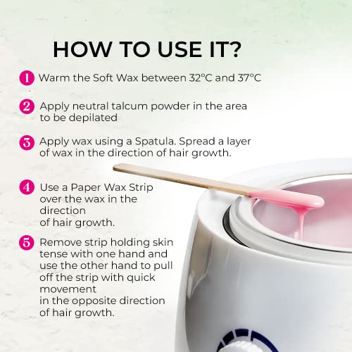 Natural Wax Depilatory - Professional Organic Moisturizer for Gentle Soft Wax Hair Removal on Sensitive Skin (14 oz)
