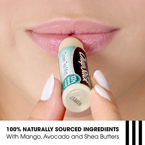 ChapStick Green Tea Mint 100 Percent Natural Ingredients Lip Butter, Moisturizing Lip Balm - 0.15 Oz