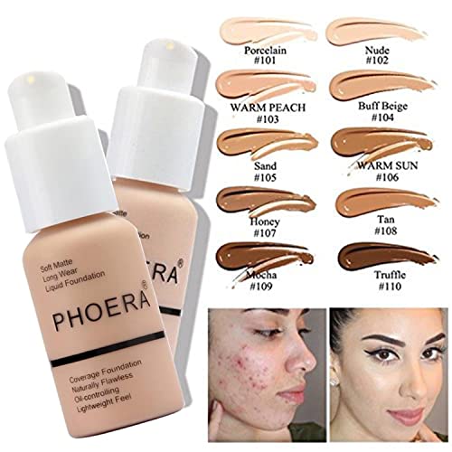Full Coverage Foundation Set with Primer, Powder, Concealer & Brushes - Buff Beige & Sand