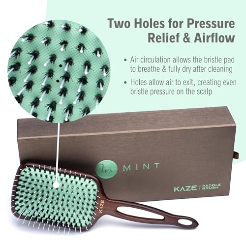 MINT Eco-Friendly Boar Bristle Paddle Hair Brush 133x83mm for Women