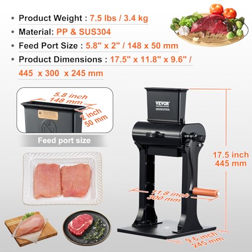 VEVOR 5.8-Inch Commercial Meat Tenderizer, Heavy Duty Stainless Steel Kitchen Tool