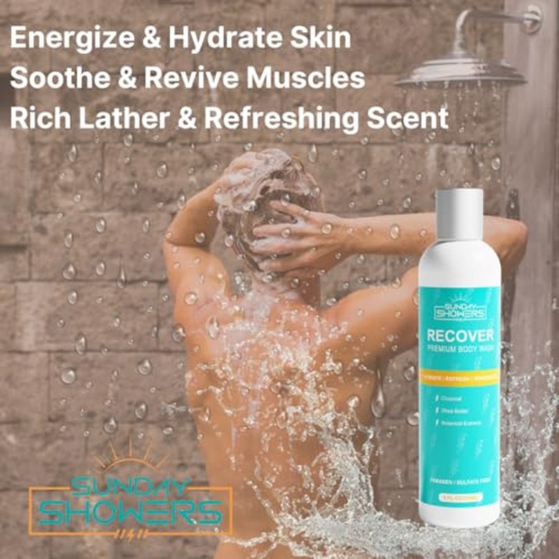 All Natural Recovery Body Wash - Revitalize and Rejuvenate with clean premium ingredients: Charcoal, Shea Butter, Eucalyptus, Tea Tree, Coconut Oil, Rosemary, Chamomile, Sage