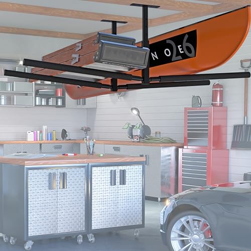 Adjustable Double-Sided Ceiling Storage Rack for Kayaks & Ladders - 200 lbs Capacity