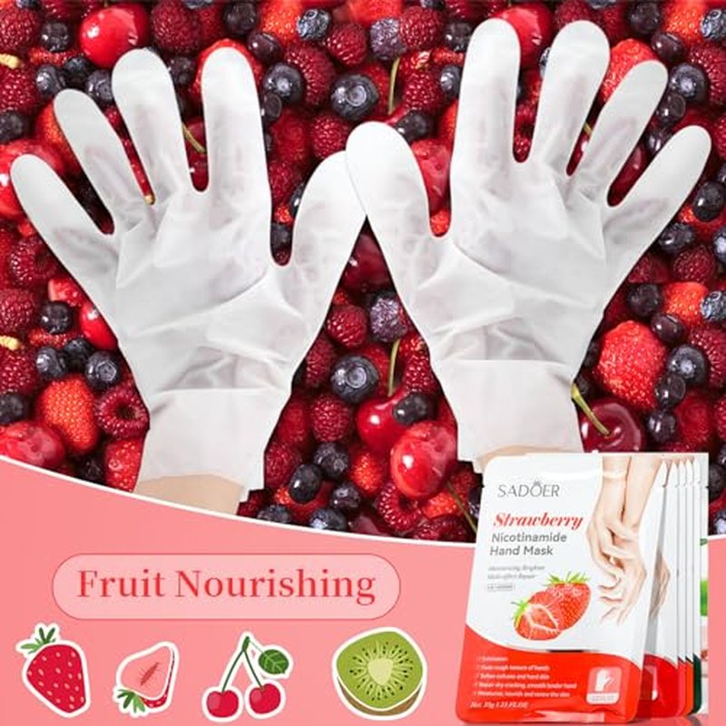 24 Pcs Fruits Beauty Hand Foot Mask Bulk Hydrating Hand Foot Moisturizing Gloves Shea Butter Aloe Mask for Spa Kit Beauty Skincare Galentines Day Gift for Women