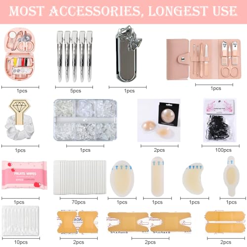 White Mini Emergency Kit for Women – Bridal & Purse Essentials, Wedding Survival, 50+ Items