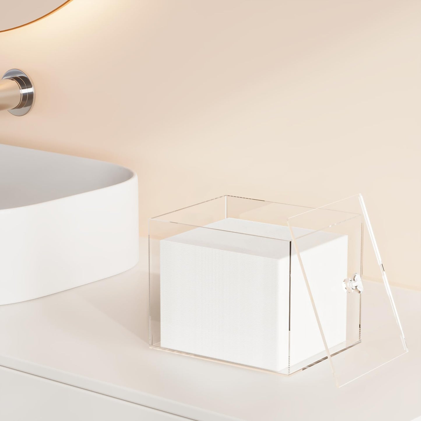 JHJFRAWY Disposable Face Towels Holder for Clean Skin Club, Acrylic Container Box, Bathroom Storage, Organizer (Towels Not Included)