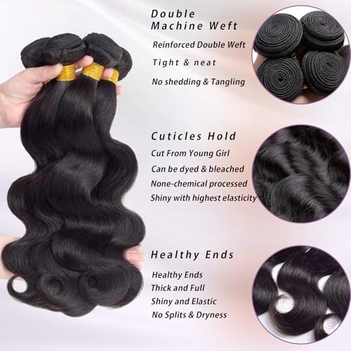 Glimeer 14 16 18 20 Inch Body Wave 100% Unprocessed Brazilian Virgin Hair Bundles (4 Bundles)